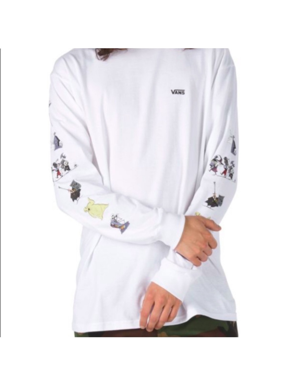 Men’s Vans x Nightmare Before Christmas Characters Long Sleeve Shirt White Sz M
